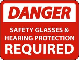 Danger Hearing Protection and Safety Glasses Sign On White Background vector