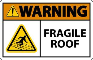 Warning Fragile Roof Sign On White Background vector