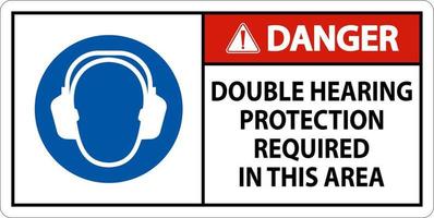 señal de peligro doble protección auditiva sobre fondo blanco vector
