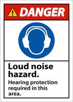 Danger Hearing Protection Required Sign On White Background vector