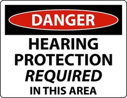 señal de peligro de protección auditiva requerida sobre fondo blanco vector