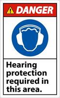 Danger Hearing Protection Required In This Area. On White Background vector