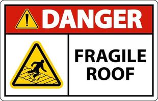 Danger Fragile Roof Sign On White Background vector