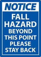 Notice Fall Hazard Beyond This Point Sign On White Background vector