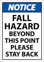 Notice Fall Hazard Beyond This Point Sign On White Background vector