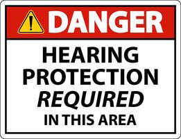 Danger Hearing Protection Required Sign On White Background vector