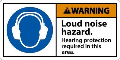 Warning Hearing Protection Required Sign On White Background vector