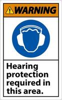 Warning Hearing Protection Required In This Area. On White Background vector