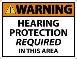 Warning Hearing Protection Required Sign On White Background vector