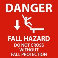 peligro no cruzar sin señal de protección contra caídas sobre fondo blanco vector