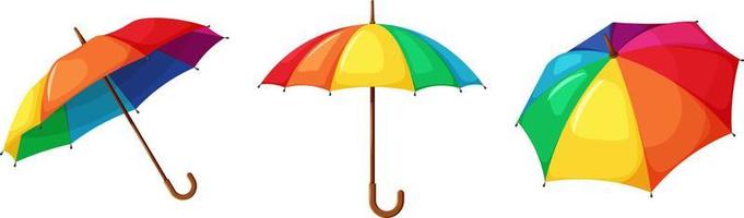 Bright rainbow umbrella in cartoon style vector