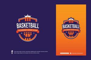 Basketball club logo, Basketball tournament emblems template. Sport team identity, E-Sport badge design vector illustrations