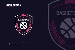 Basketball club logo, Basketball tournament emblems template. Sport team identity, E-Sport badge design vector illustrations