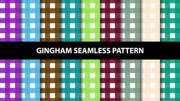 Collection of gingham tablecloth vector seamless pattern