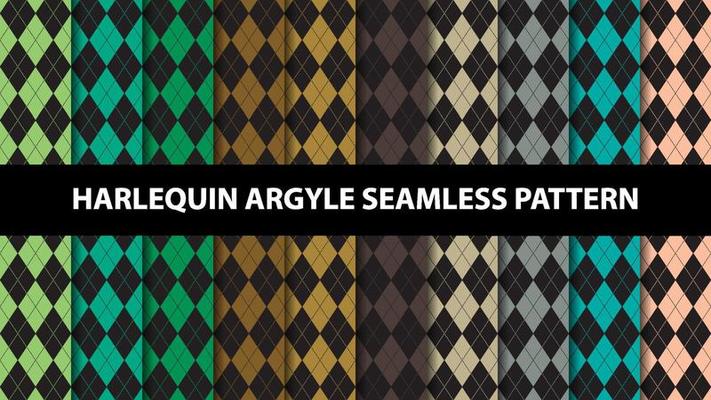 Collection of argyle harlequin vector seamless pattern