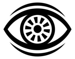 Eye icon black and white illustration. vector