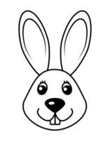 Bunny illustration. Black and white cute animal illustration. vector