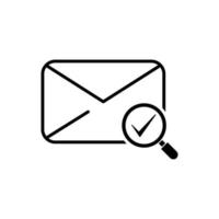 email envelope with magnifying glass and checkmark icon vector