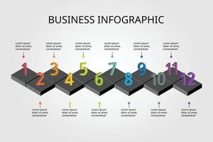 square chart of 12 number of timeline template for infographic for presentation for 12 element vector