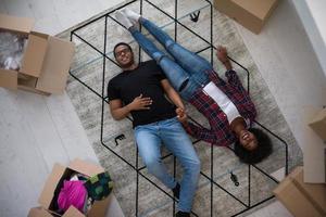Top view of attractive young African American couple