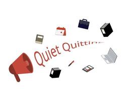 Renunciar tranquilo es hacer menos en el trabajo o negarse a trabajar horas extras o responder correos electrónicos fuera del horario laboral. vector