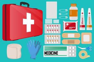first aid kit equipment design vector