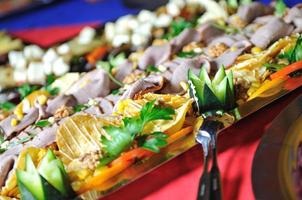 Catering food arrangement on table photo