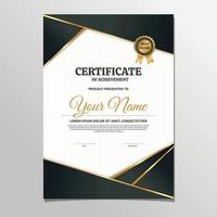 Black Gold Certificate of Achievement Success School Print Template vector