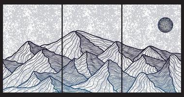 fondo japonés con vector de patrón de onda de línea. plantilla abstracta con patrón geométrico. diseño de diseño de montaña en estilo oriental.
