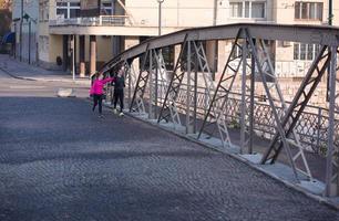 young  couple jogging photo