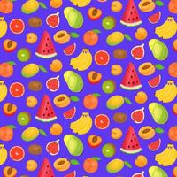 Seamless pattern with Fruit Fig, peach, apricot, orange, kiwi, banana, mango, watermelon, grapefruit vector