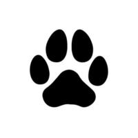 Black silhouette of a dog paw. Paw print. Footprint pet. Dog vector, icon. Paw puppy isolated on white background. Cute shape paw print. Design prints. Animal track. vector