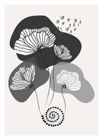 Creative minimalist hand drawn illustration flowers. Floral and botanic elements. Perfect for wall decoration, greeting card, story, banner, icon, postcard or brochure cover design. vector