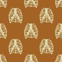 Boho Halloween Seamless Pattern Human Chest. Bohemian repeating bone background in vintage style. Hand-drawn vector illustration.