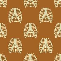 Boho Halloween Seamless Pattern Human Chest. Bohemian repeating bone background in vintage style. Hand-drawn vector illustration.