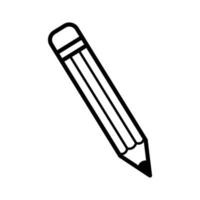 Pencil. Tool for school and drawing. Hand drawn sketch icon. Isolated vector illustration in doodle line style.