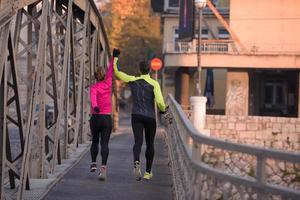 young  couple jogging photo