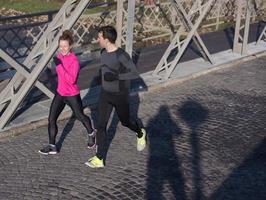 young  couple jogging photo