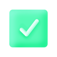 marca de verificación botón de icono 3d ilustración de éxito verde elemento simple con fondo transparente png