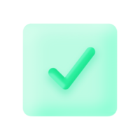 icono de marca de verificación 3d botón de éxito ilustración de elemento de signo blanco y verde con fondo transparente png