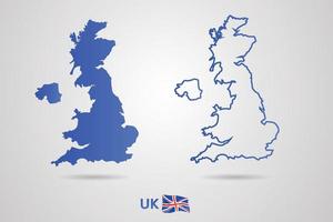 UK Republic Map With Flag, Vector Illustration.