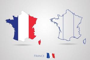 mapa de la república de francia con bandera, ilustración vectorial. vector