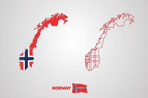 Norway Republic Map With Flag, Vector Illustration.