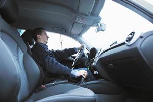 man using car navigation photo