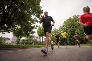 runners team on morning training photo