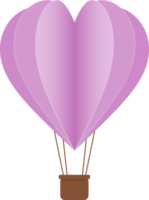 corte de papel de balão de ar quente de coração roxo, balão de ar quente em forma de coração png