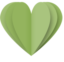 corazón de papel verde png, corazón de papel día de san valentín png