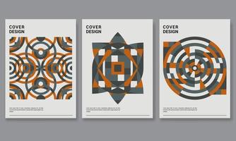 Set of three abstract retro style covers backgrounds with geometric shape. Applicable for Cover, Poster, Card Design and other print and web related items..Colorful geometrical shapes. Pro Vector