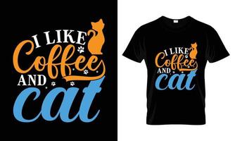 me gusta el diseño de la camiseta del café y el gato vector