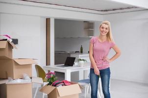 girl moving in the new apartment photo